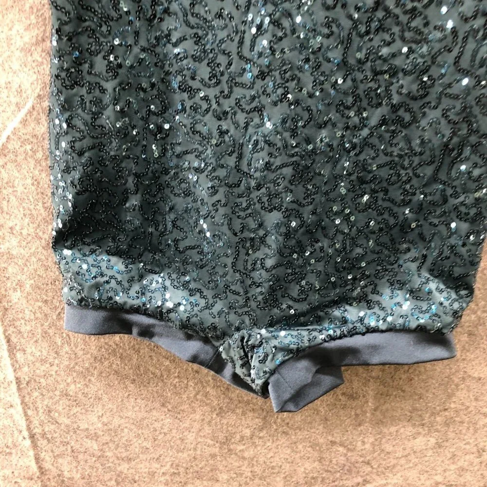 Weissman Biketard Mesh‎ Sequin Girls LC (14) TTYLXOX Teal Dance Costume